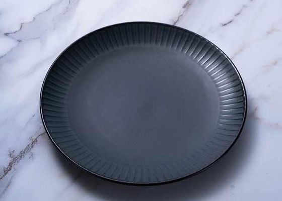 Reactive Dark Green Ceramic Dinner Plate Solid Color Dishes Plates For Restaurant