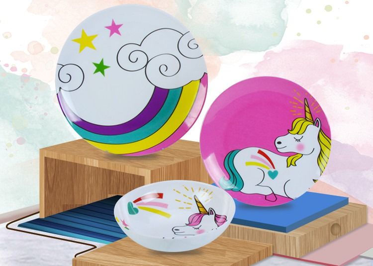 Unicorn Style 3pc 100% Melamine Baby Dinner Set